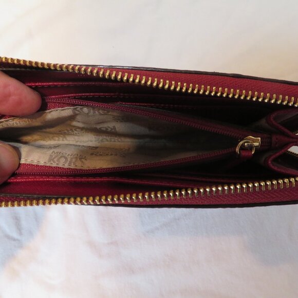 MICHAEL Michael Kors Red Pebble and MK Leather Satchel Crossbody and Wallet Set - Picture 13 of 15